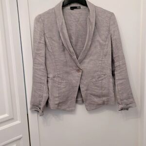 EILEEN FISHER Linen Silver Crop Blazer
